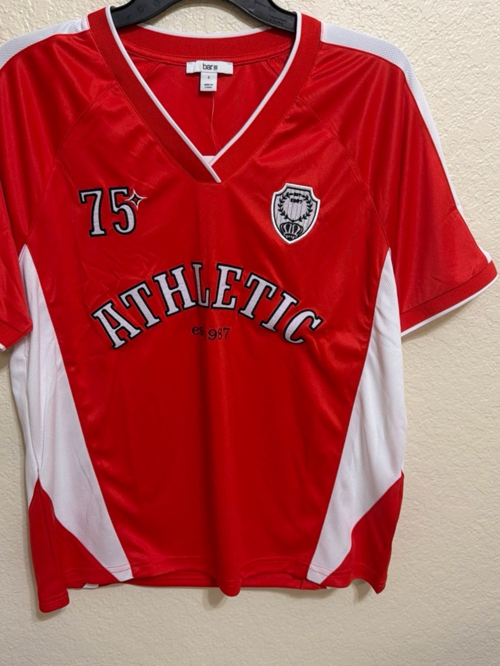 Bar III Red and White Athletic Jersey Top for Kids